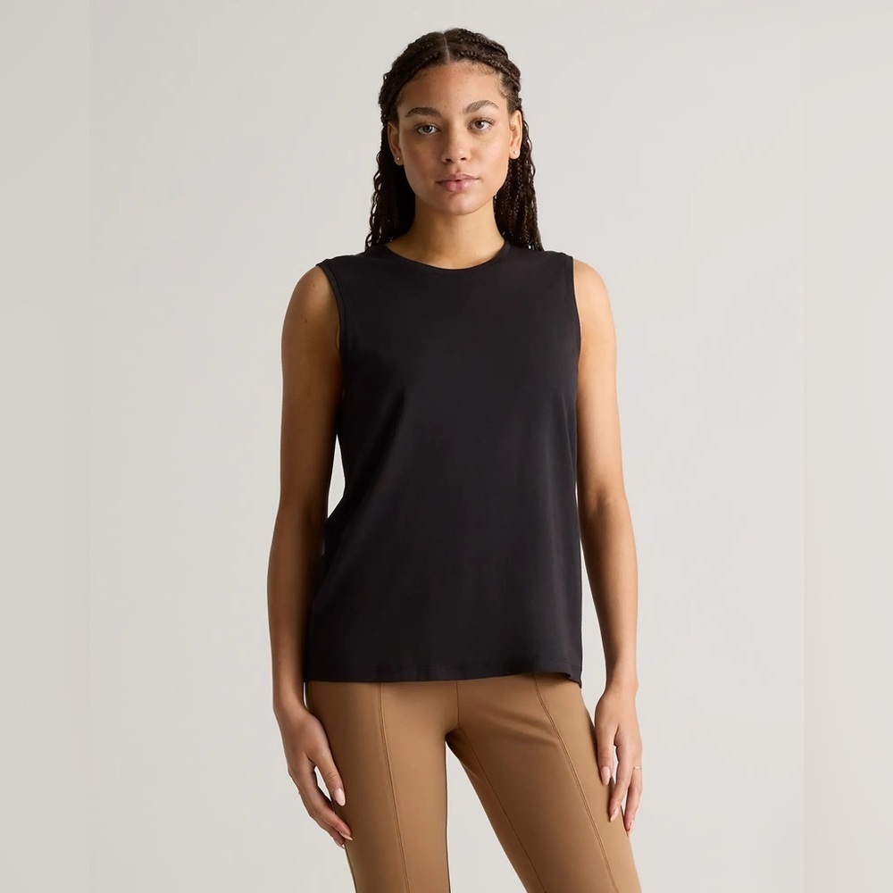 Quince Women’s Cotton Modal Muscle Tank in Black Size S